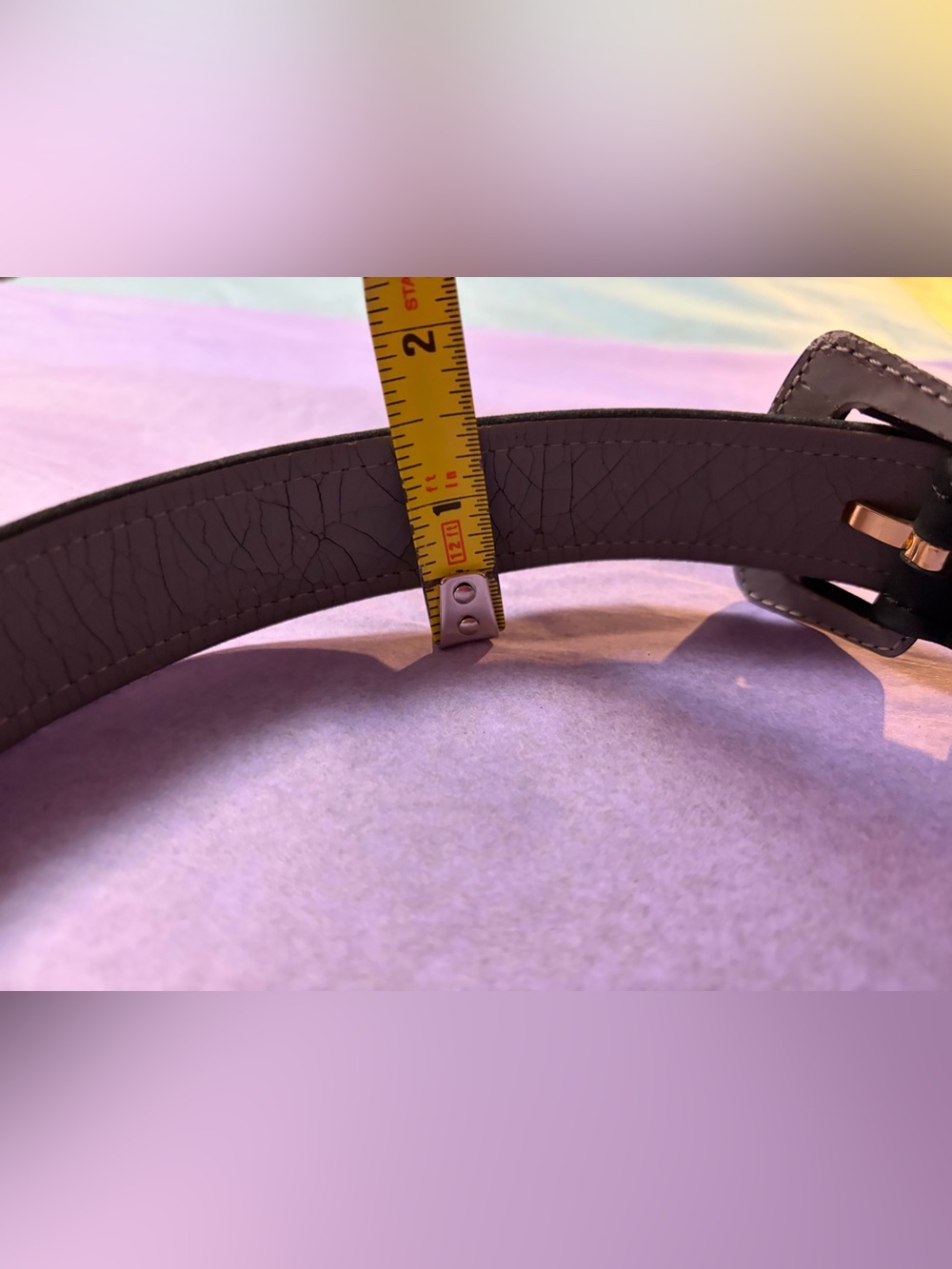 Vintage Christian Dior velveteen black belt with gold tone ovals ‘CD’ embossed - Picture 8 of 12